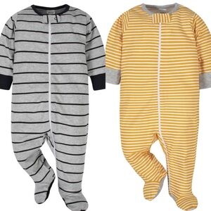 Onesie brand Striped Gray and Yellow Kids Zip-Up pajamas size 3-6 months